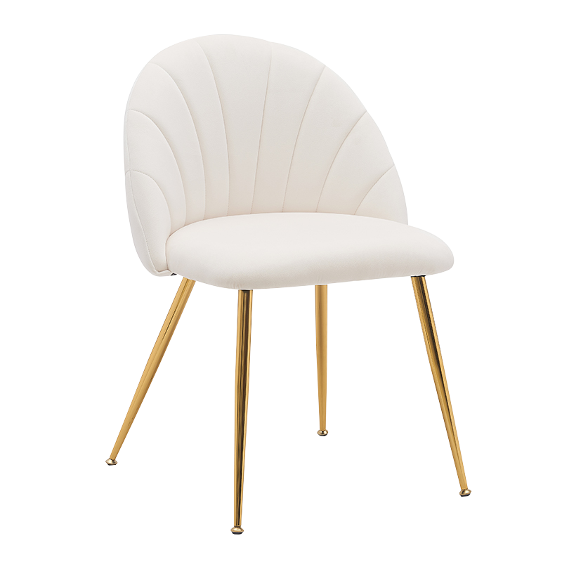 Kerusi Makan Aksen Kayu Bawah Baldu Putih (Y-C28)