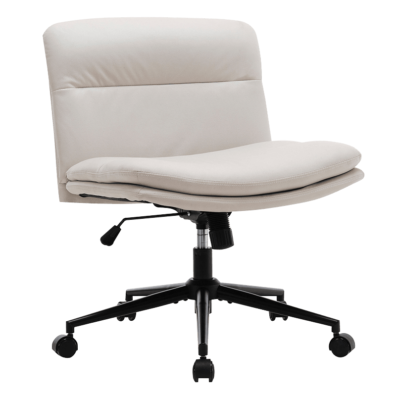 Kerusi Pejabat Rumah Tanpa Lengan Bersila Putih Lebar (Y-C56)