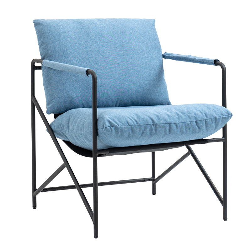 Kerusi Aksen Santai Berlapis Beige Bingkai Logam (Y-C37)