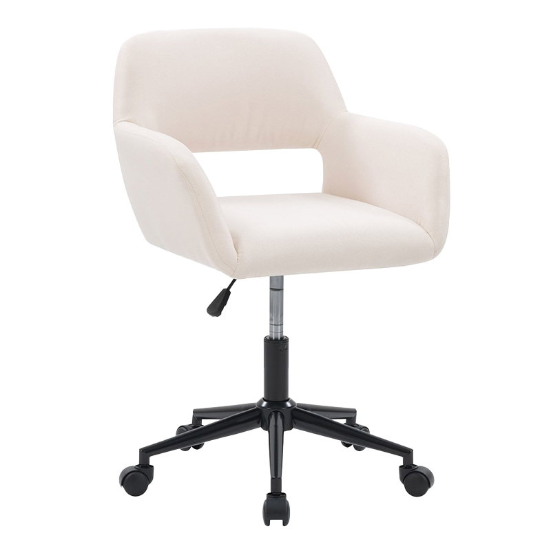 Tempat letak tangan Kayu Fabrik Beige Kerusi Pejabat Rumah Berlapis Lebar Lebar (GY-630)