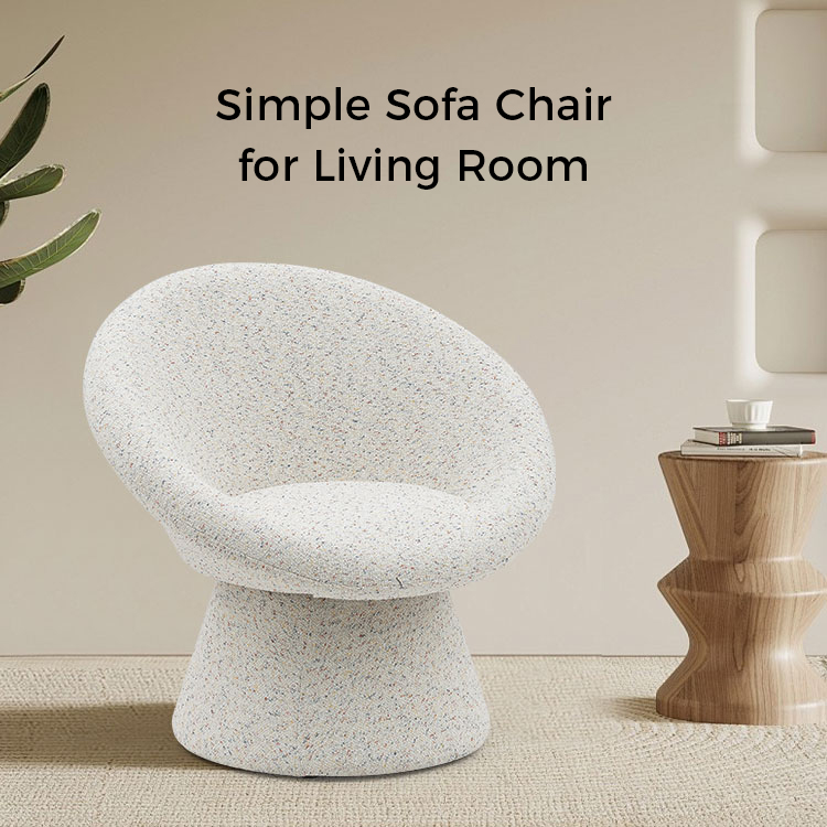 Fabrik Putih Nordic Kerusi Ruang Tamu Bentuk Bulat Malas Tempat Duduk Tunggal Kerusi Lounge Sofa Aksen dengan Sandaran (GY-645)