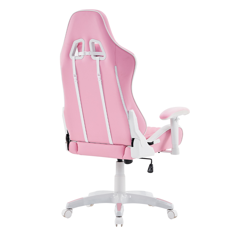 Kerusi Permainan Pusing Moden Merah Jambu dengan Tempat Letak Tangan 3D Boleh Laras(T-7122)