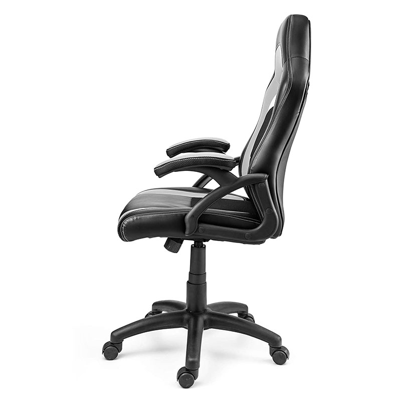 Kerusi Berlengan Ruang Tamu Fabrik Moden dengan Lif Tempat Sandar Kepala Boleh Laras Pusing Bahan Keluli Logam Pu untuk Permainan dan Pengkomputeran(Y-2647)