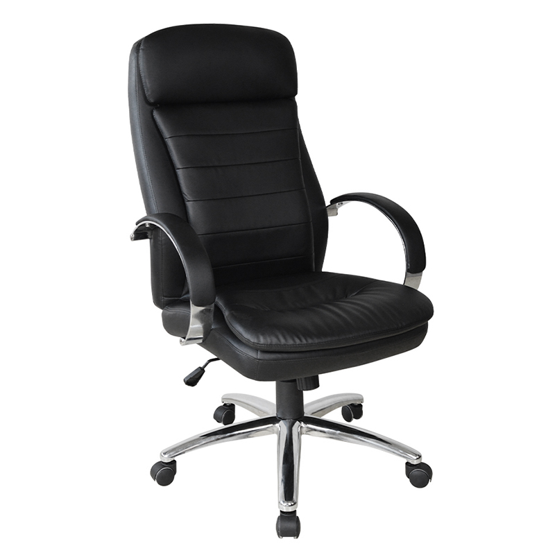 Kerusi Pejabat Eksekutif Tempat Letak Tangan Pad Chrome Tinggi Belakang (Y-2820)